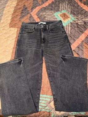 Willow & Root High Rise Straight Leg Jeans - Washed Black